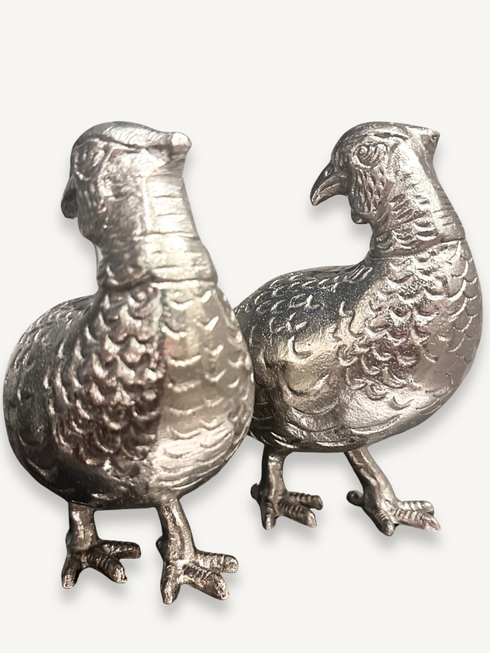 Two Silver Pheasant Bird Figurines - Picture 5 of 6